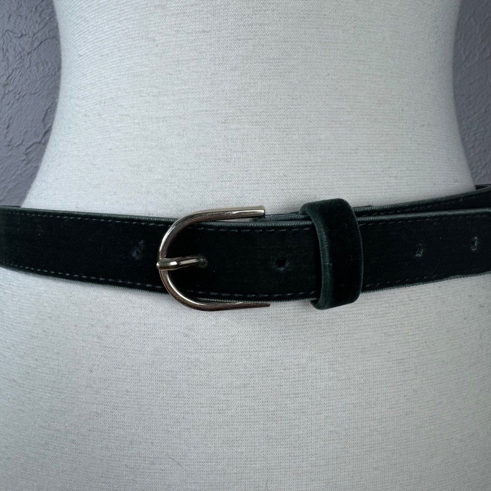 Small forest green velvet velour belt gold buckle fits 28" - 34" Whimsy‎ goth